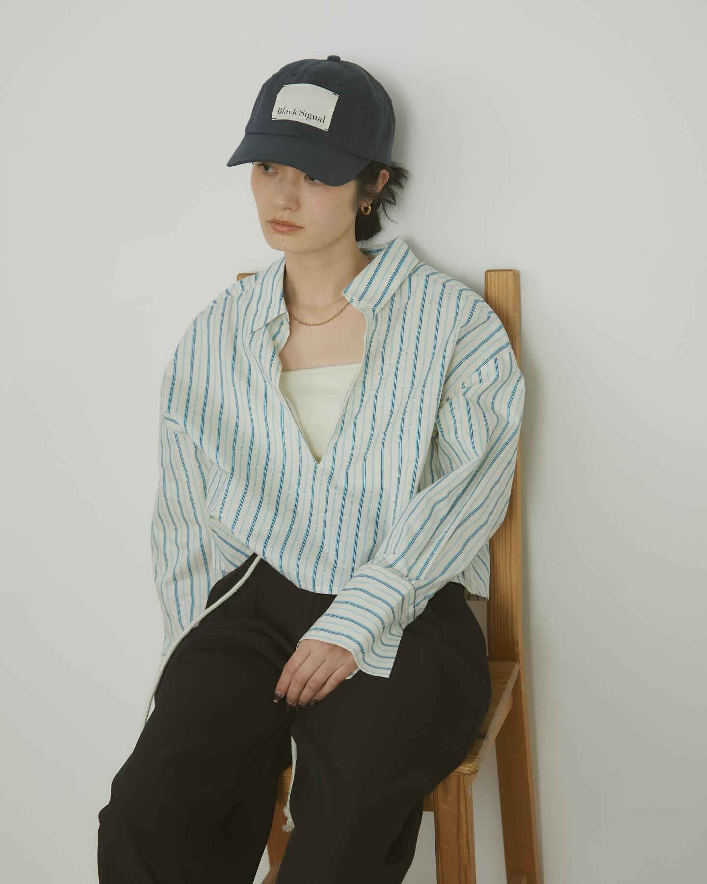 多條紋短款 Skipper 襯衫